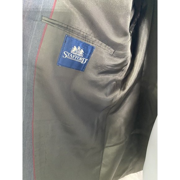 Stafford USA Made Gray Blue 100% Wool Striped 2 Button Jacket Blazer Men’s 42S - Picture 5 of 12